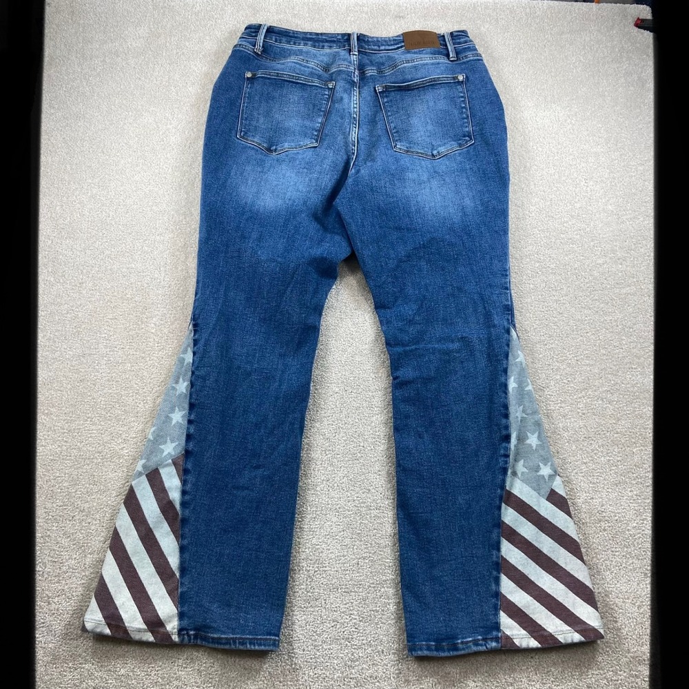 Judy Blue Flare Jeans Women 18W Blue American Flag Stars Stripes JB88659